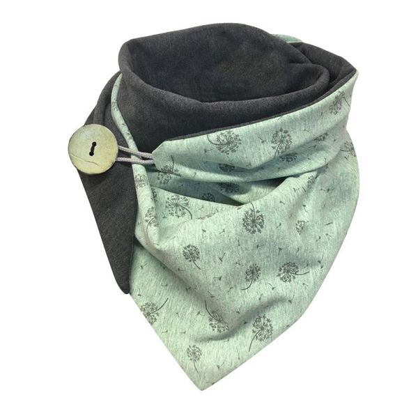 

scarves women casual printing scarf fashion windproof comfortable splicing bandana retro multi-purpose outdoor shawl button, Blue;gray