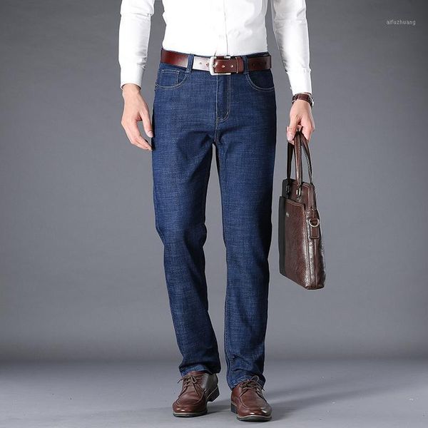 

2020 new men's brand classic style jeans business casual stretch slim denim pants blue black trousers male large size 28-401