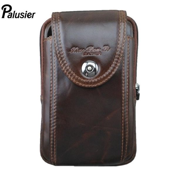 

new arrival men vintage oil wax genuine leather cowhide waist pack wallet belt loop hip bum mobile phone purse pouch