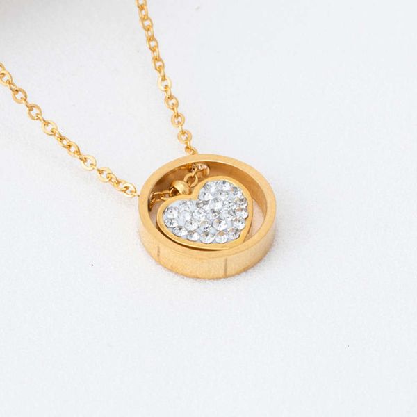 

full diamond heart selling stainless peach steel necklace creative lady pendantk99z43rs, Silver