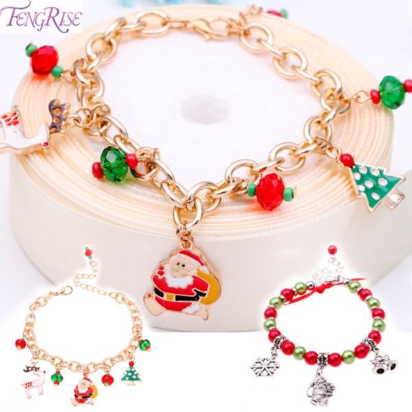 

fengrise xmas gift for woman chrismas santa claus bracelet pendant merry christmas 2019 decoration happy new year 2020