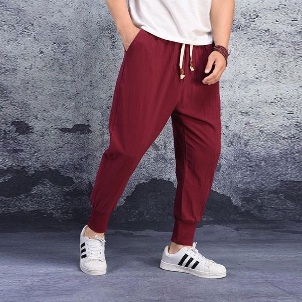 

men's pants summer 2021 cotton loose flying squirrel lantern chinese trousers, Black