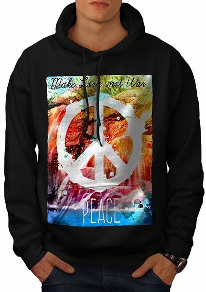 

wellcoda make love not war mens hoodie, peace hooded sweatshirt o4cx#, Black