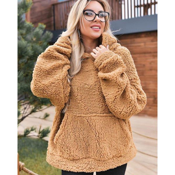 

hadara fashion casual solid hooded sweatshirts women elegant soft fleece sweatshirt women loose pocket sweatshirts ladies, Black