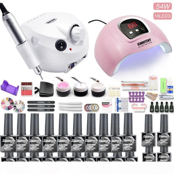 

nail set 35000rpm nail drill machine 80w uv led lamp for manicure 20pcs gel polish set kit gel varnish for art