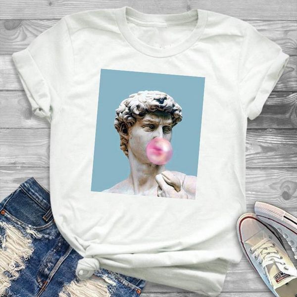 

women lady t shirt smoking printed tshirt ladies short sleeve loose tee shirt women female clothes graphic t-shirt, White