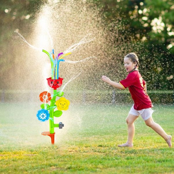 

summer kids sprinkler flower water spray toy cute expression design lawn sprinkler splash for yard kids outdoor water fun wmtcss xhlove