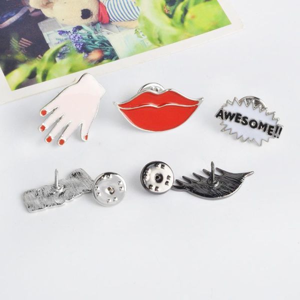 

brooch enamel brooches bang fashion punk 370020 pins jewelry personality palm accessories lips eyes awesome hand style bang bbykr, Gray