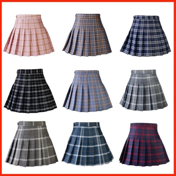 

cute japanese school uniforms ladies jupe kawaii skirt saia faldas women pleat skirt harajuku preppy style plaid mini skirts new, Black