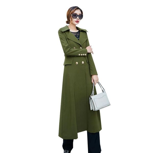 

early autumn fashion trench coat women's long korean-style spring and autumn new slim fit waist hugging slimming coat, Tan;black