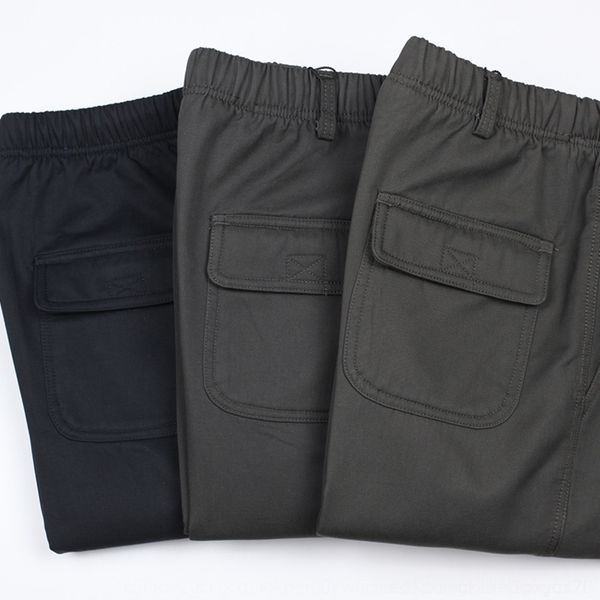 

7ww8j factory pants elastic winter new cotton 2020 waist trousers aged straight tube loose plush thickened men's middle goods casual pa, Blue