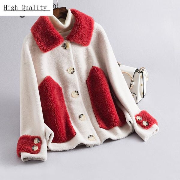 

fashion winter coat women clothes 2020 korean warm sheep shearing jacket female real wool fur coat outerwear hiver lj2o2o1, Black