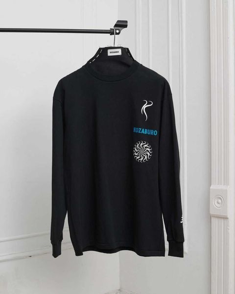 

men's hoodies gongsanlang hurricane vortex printed long sleeve t-shirt ins high street tide brand loose casual men's and women&#03, Black