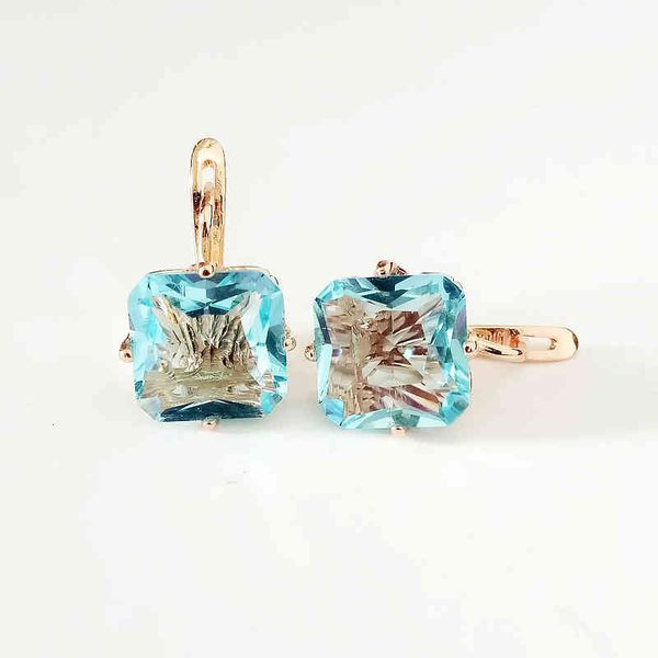 

earring luxury earring rose gold color jewelry light blue cubic zircon designs for women fashion, Golden