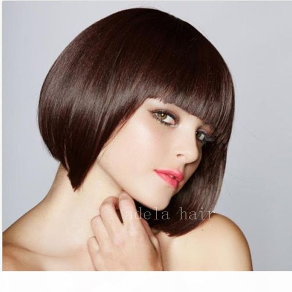 

short pixie cut hair none lace wig human hair bob wigs full lace black wigs can be dyed short cut bob natural straight wig, Black;brown
