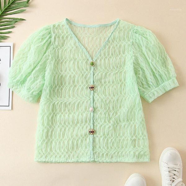 

transparent women blouse shirt summer 2020 new fashion shiny though mesh 1, White