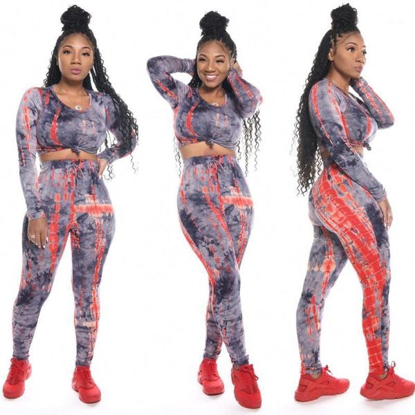 

round neck women tracksuit 2 piece set hip hop casual crop pants tie dye female loose zipper jacket coat matching sets1, White