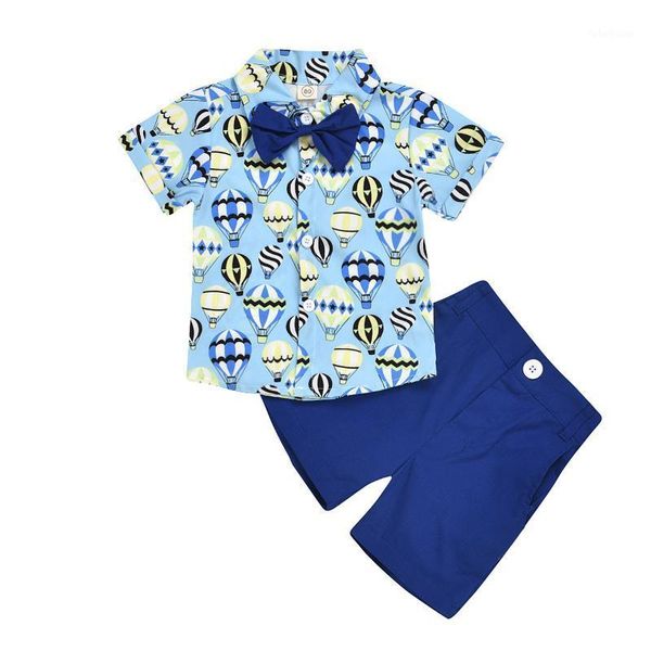 

fashion children suit kids clothes summer boy set balloon print boy shirt + blue short pants sets for kids1, White