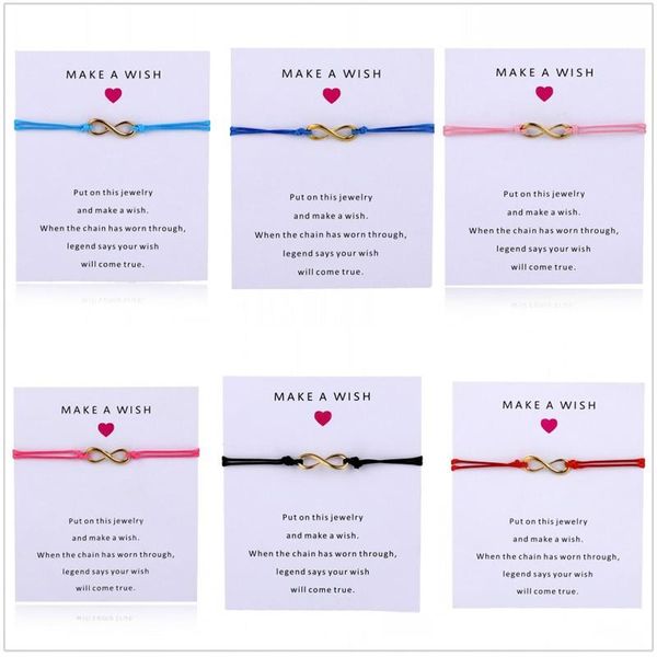 

charm bracelets ifmia 2021 11*9cm make a wish paper card 8 word woven adjustable bracelet fashion jewelry gift for women,men,kids, Golden;silver