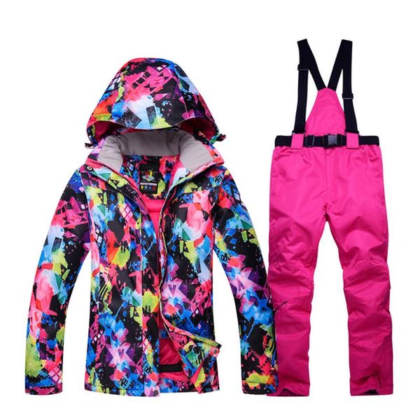 

skiing jackets thick warm women's ski suit waterproof windproof and snowboarding jacket pants set winter women snow costumes