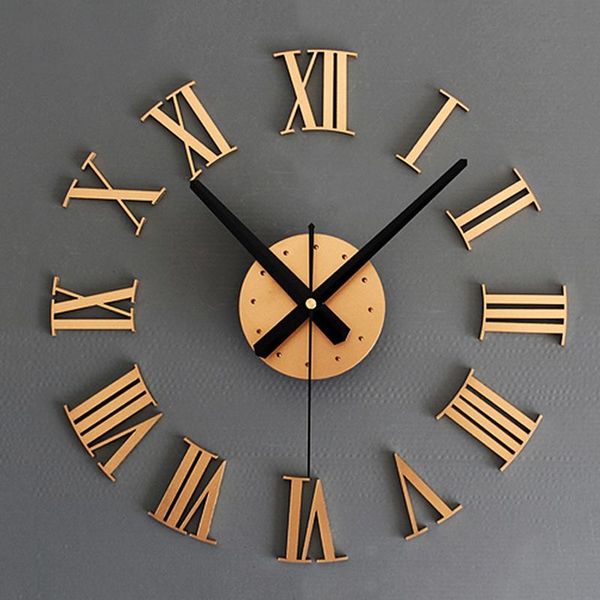 

diy luxury 3d roman numerals wall clock large size home decoration art clock hot