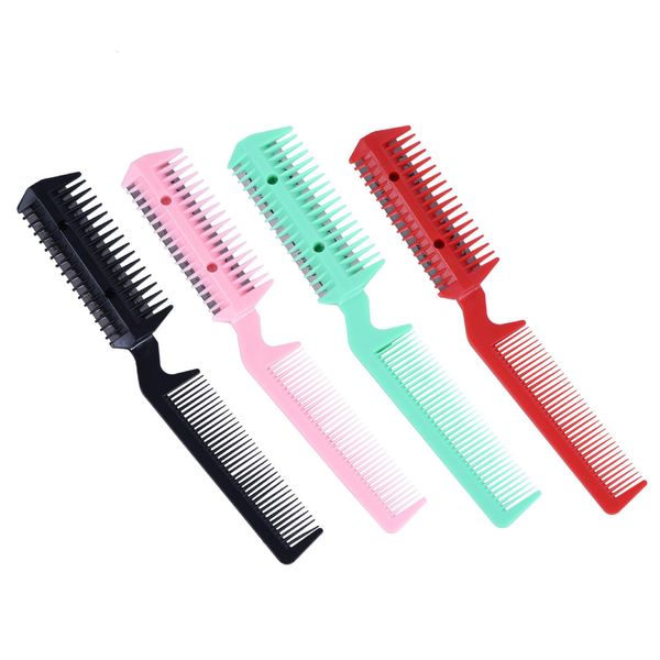 

1 pc/lot 4 color razor comb hair cutter thinning shaper comb 2 razor blades trimmer barber remover tool, Silver