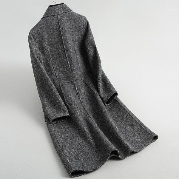 

korean casual women wool blend winter coat long female women's spring autumn wool jackets manteau 38079 wyq38021, Black
