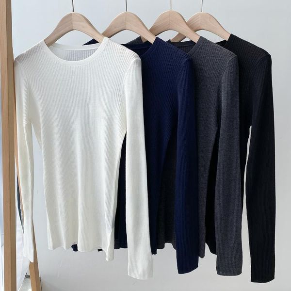 

women sweater 2020 new stretch all-match wool sweater women's slim bottoming shirt spring and autumn look thin spring and autumn, White;black