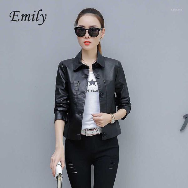 

new arrival office lady women solid jackets lapel single-breasted pu jacket outwear ladies casual slim coats veste femme1, Black;brown