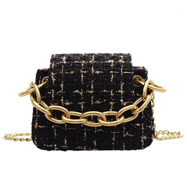 

evening bags 2021 women messenger bag plaid ladies crossbody chain trendy designer wool winter purse sac1