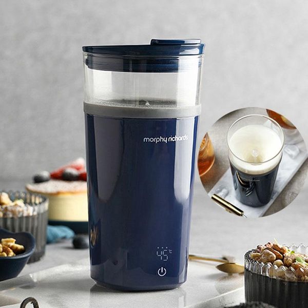 

portable wireless mixing cup coffee blender insulation cup shaking for oats coffee protein with temperature show