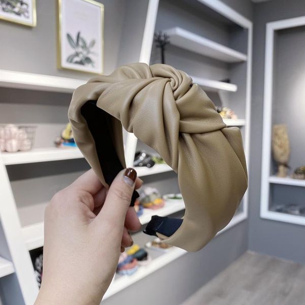 

front knot solid color hair band elegant stylish headband cross knotted headband pu leather hair hoop women hair accessories q jllifr