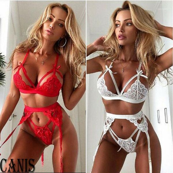 

women lingerie exotic lace bra set babydoll sleepwear underwear 2pcs sissy bra g-string panty set1, Red;black