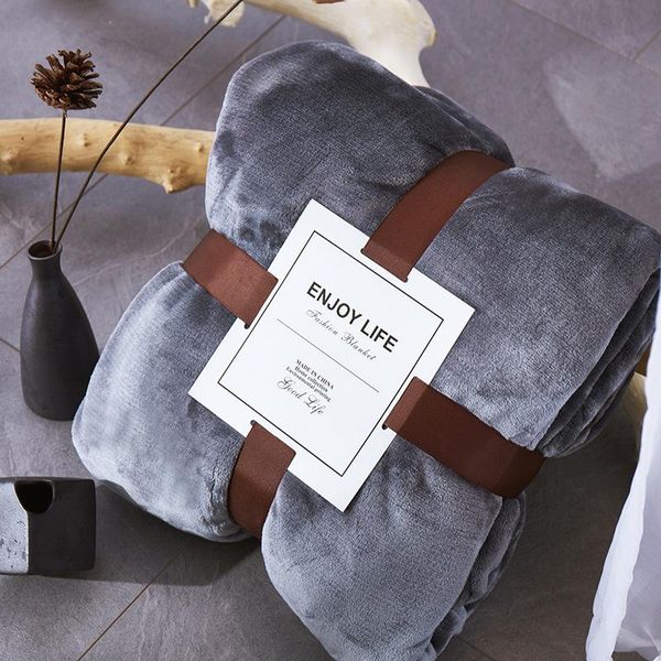 

flannel four seasons blanket air conditioning blanket household double bed single summer towel is solid color coral