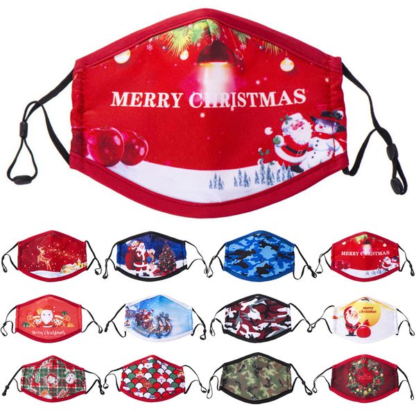

face mask designer christmas face masks kids camo dust and haze cartoon print mouth masks children's santa claus snawflake red colorfac