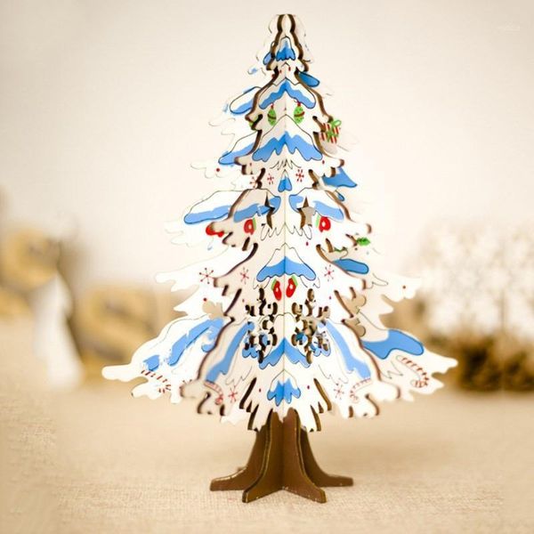 

wooden puzzle painted christmas tree tablefor home xmas dinner party table decorations child present1