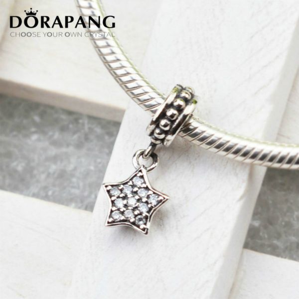 

2021 new style genuine 925 sterling silver pave star clear cz pendant charms fit charm bracelets bangle for women fashion jewelry 2038, Black