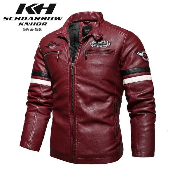 

men's autumn and winter fur motorcycle embroidery label pu jacket outdoor racing clothing fashion brand coat