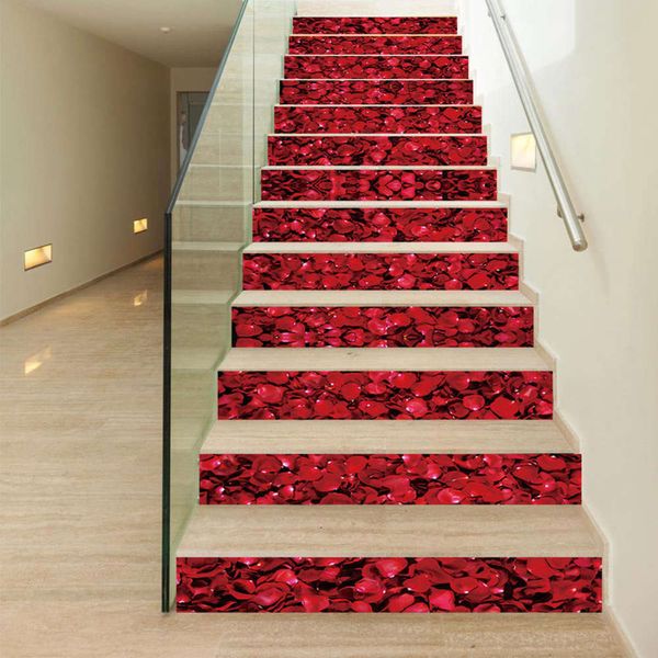 

pvc charm set creative simple 13 rose petals stair step wall paste