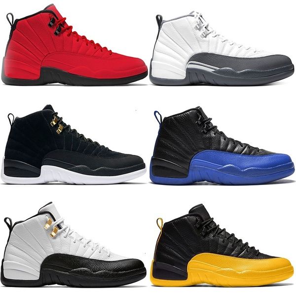 

trainers 12s jumpman shoes 12 mens men basketball reverse taxi dark grey flue game royal the master blue sports sneaker size 7-13