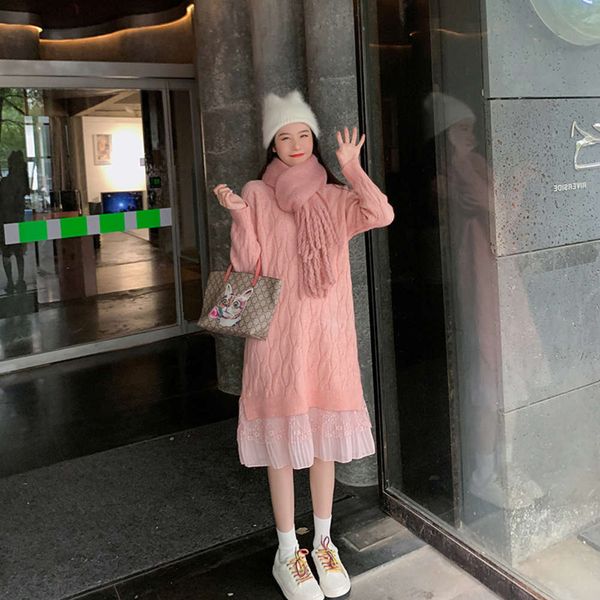 

new pregnant and clothing 2021 women's autumn sweater medium length drs thickened net red suit wtern sle winter, White