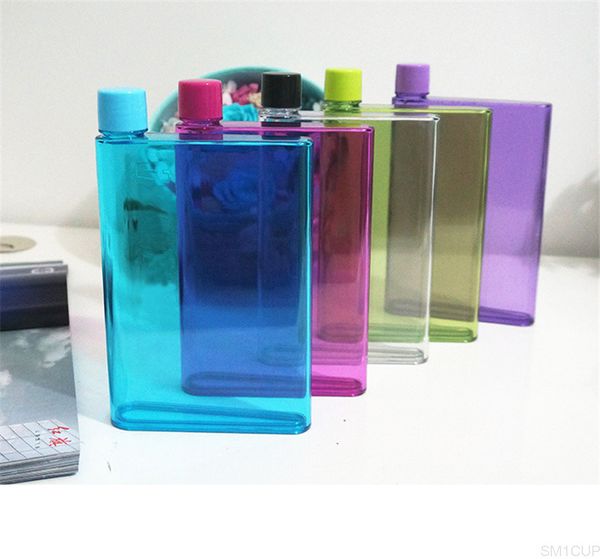 

5 styles clear 13oz creative notebook outdoor portable sport water bottle kettle plastic hip flask for kids gifts a05