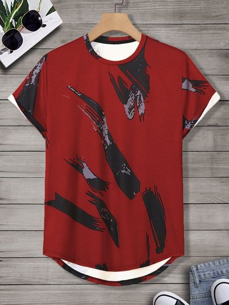 

men splash ink high low tee e2gx#, White;black