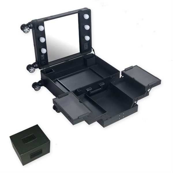 

professional illuminated vanity case led dimming mirror holder everbright removable casters with the makeup portable toolbox