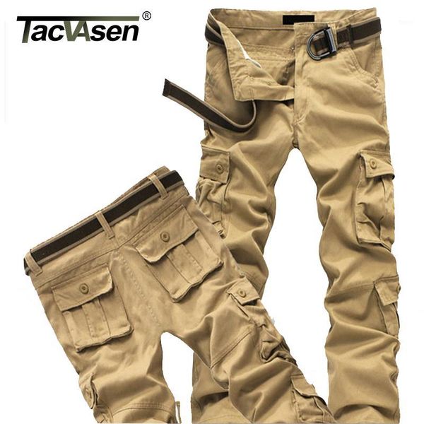 

tacvasen men's pants spring fall cargo pants casual multi-pockets long safari trousers plus size 44 fashion loose baggy trousers1, Black