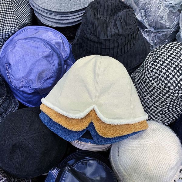 

sided double flannel lamb dome back split fisherman's hat, Blue;gray
