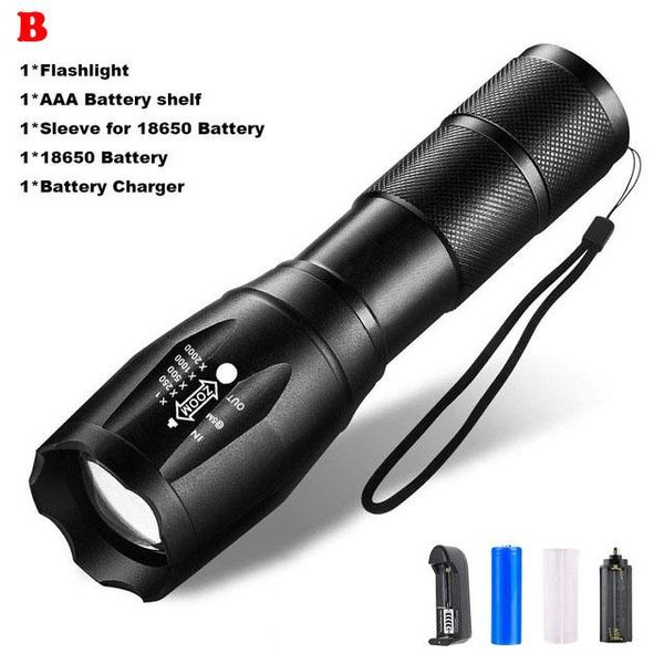 

led flashlight ultra bright torch t6 l2 outdoors waterproof zoomable rechargeable 18650 battery flashlights hiking camping light bbywpz