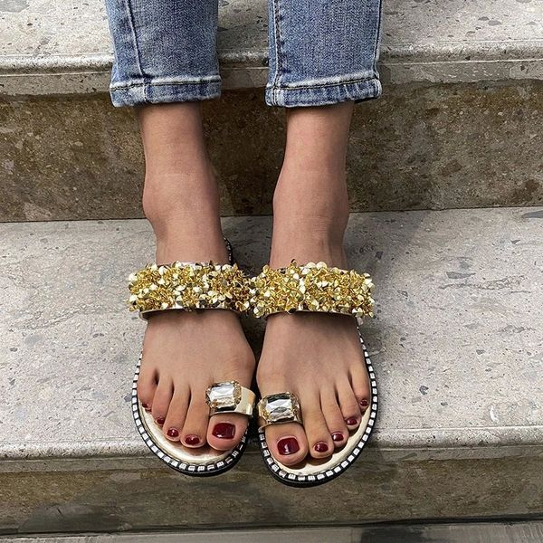 

cootelili woman slippers women shoes for women new fashion diamond decoration slip on casual slippers summer shoes 35-43 #mz3k, Black