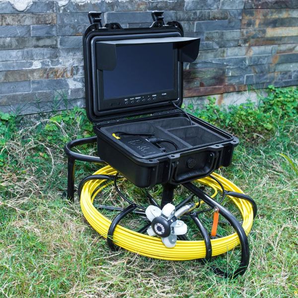 

cameras 9inch screen monitor industrial pipe inspection camera system 23mm drain head with 12pcs led lights 20m cable reel