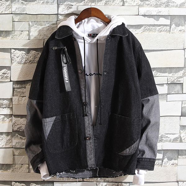 

spring and autumn men's denim jacket korean version the trend loose cool wind on port of clothes kg-1161, Black;brown